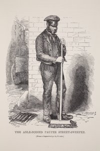 De Arbeidsbekwame Pauper Straatveger, naar de daguerreotype door Richard Beard, illustratie uit London Labour and London Poor door Henry Mayhew, pub. 1862 door English School