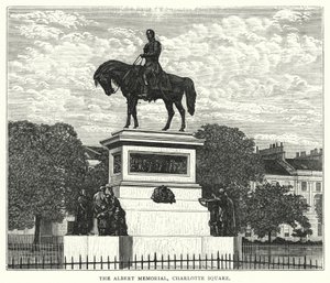 Het Albert Memorial, Charlotte Square (gravure) door English School