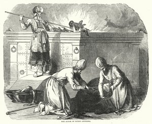 Het brandofferaltaar (gravure)