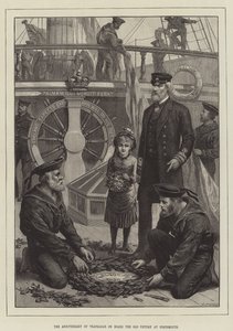 De Verjaardag van Trafalgar aan Boord van de Oude Victory in Portsmouth door English School
