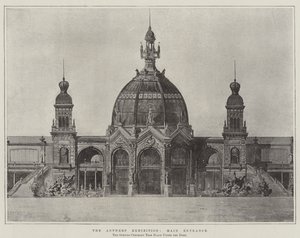 De tentoonstelling van Antwerpen, hoofdingang (gravure)
