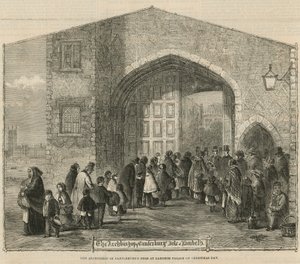 De aalmoes van de Aartsbisschop van Canterbury in Lambeth Paleis op Eerste Kerstdag door English School