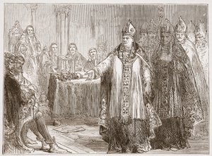 De Aartsbisschoppen van York en Canterbury voor het Parlement in Westminster Abbey, illustratie uit De Geschiedenis van het Protestantisme door James Aitken Wylie, 1878 door English School
