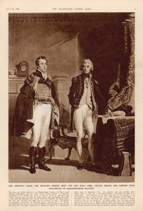 Het leger en de marine: Een interview tussen Arthur Wellesley, hertog van Wellington en Lord Horatio Nelson, uit The London Illustrated News