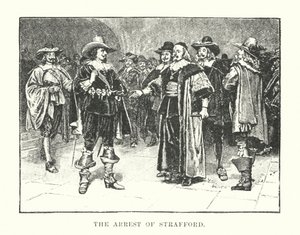 De arrestatie van Strafford (gravure) door English School