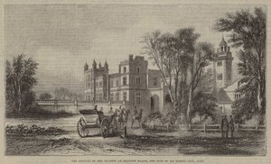 De aankomst van Hare Majesteit bij Drayton Manor, het landgoed van Sir Robert Peel, Baronet door English School