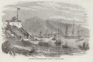 De aankomst van het Britse vlaggenschip Calcutta bij de Bogue forten door English School