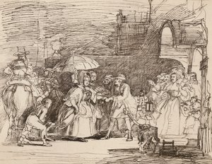 De Aankomst van de Rijke Verwant, naar Wilkie, uit een Pen en Inkt Tekening