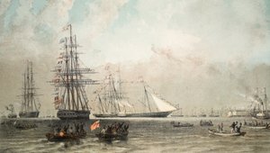 De aankomst van het koninklijke jacht voor Gravesend, 7 maart 1863, uit Een gedenkteken van het huwelijk van Edward VII en Alexandra van Denemarken, uitgegeven 1864