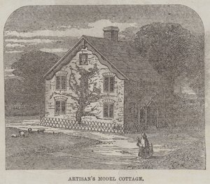 De Suburbane Cottage Beweging van Ambachtslieden (gravure) door English School