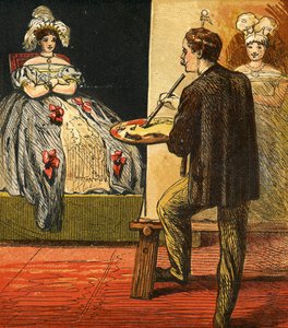 De Kunstenaar schildert een portret in zijn studio, 1867 door English School