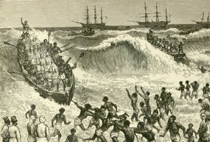 De Ashantee Oorlog, (landing van troepen aan de Goudkust) door English School