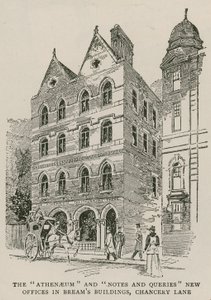 De nieuwe kantoren van The Athenaeum en Notes and Queries in Breams Buildings, Chancery Lane, Londen door English School