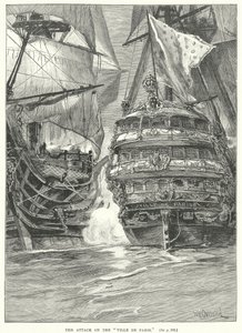 De aanval op de "Ville de Paris" (gravure) door English School