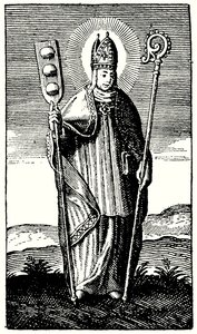 De bakkersheilige, St. Honore (gravure) door English School