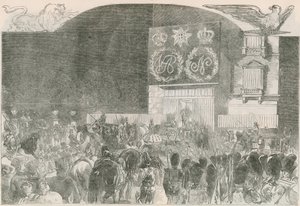 Het bal costumé bij de Franse ambassade, Albert Gate House - Aankomst van Hare Majesteit door English School