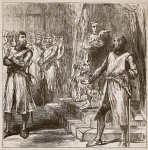 De opstand van de baronnen tegen de koning, illustratie uit Cassells Geïllustreerde Geschiedenis van Engeland door English School