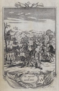 De slag bij Edge Hill (gravure) door English School
