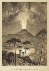 De baai van Napels en uitbarsting van de Vesuvius door English School