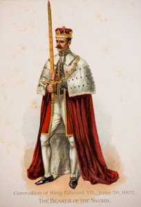 De drager van het zwaard bij de kroning van koning Edward VII