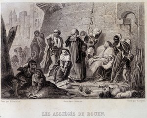 De Belegerden van Rouen (gravure) door English School