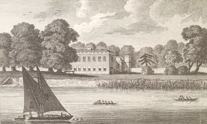Het Paleis van de Bisschop van Londen in Fulham, gegraveerd door Taylor, 1788