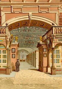 De Bodleian bibliotheek, Oxford (ingekleurde gravure) door English School