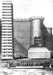 De bakstenen toren en Musculus bij het beleg van Marseille, gegraveerd door Cornelis Huyberts, illustratie uit Caesars Commentaries vertaald in het Engels door William Duncan, gepubliceerd 1753
