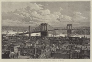 De Brooklyn Bridge over de East River, tussen Long Island en New York