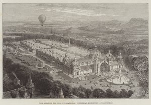 Het gebouw voor de internationale industriële tentoonstelling in Edinburgh