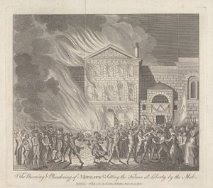 De brand en plundering van Newgate en het vrijlaten van de misdadigers door de menigte door English School