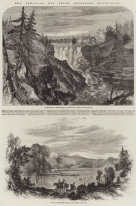 De Canadese Red River Verkenningsexpeditie (gravure) door English School