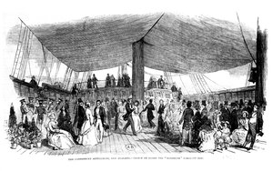 De Canterbury nederzetting, Nieuw-Zeeland - schets aan boord van het emigrantenschip Randolph, 1850 door English School