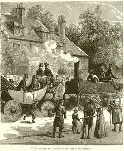 De koets was aan de achterkant van de locomotief bevestigd door English School