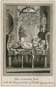 Het Hemelse Bed, met de Roze Godin van Gezondheid die daarop rust