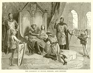 De ceremonie van feodale eerbetoon, 12e eeuw