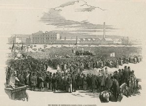 De Chartist bijeenkomst op Kennington Common in 1848 door English School