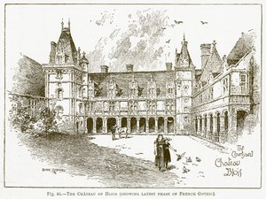 Het kasteel van Blois (met de laatste fase van de Franse gotiek) (gravure)