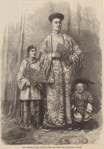 De Chinese Reus, Chang, met zijn vrouw en begeleidende dwerg
