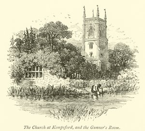 De kerk van Kempsford en de kanonnierskamer door English School