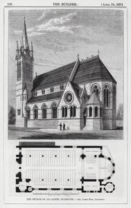 De Kerk van Alle Heiligen, Plymouth (gravure) door English School