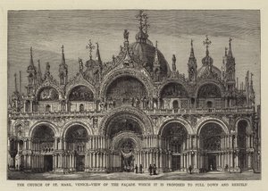 De kerk van San Marco, Venetië, uitzicht op de gevel die men van plan is af te breken en opnieuw op te bouwen door English School