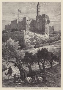 De Citadel van Jeruzalem vanuit de Vallei van Hinnom (gravure)