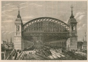 Het City Terminus van de Zuid-Oostelijke Spoorweg, Cannon Street, Londen door English School