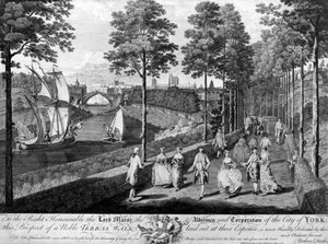 De stad York, een nobele terraswandeling, prent gemaakt door Charles Grignon, 1756 door English School