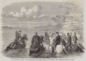 De Burgeroorlog in Amerika, "Mijn Verkenning met Generaal Sickles aan de Potomac" door English School