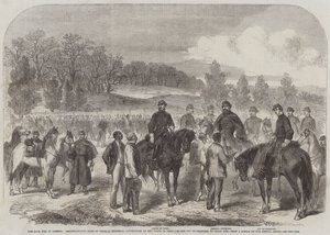De burgeroorlog in Amerika, verkenning door generaal Stoneman, vergezeld door de graaf van Parijs en de hertog van Chartres, naar Cedar Run door English School