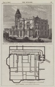 "The Cliff," Eastbourne, Sussex, met Speciale Regelingen voor Rook en Ventilatie, Mr H H Vale, Architect (gravure) door English School