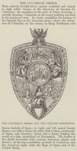 Het Colombiaanse schild voor de tentoonstelling in Chicago (gravure) door English School