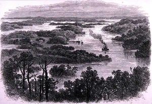De Samenvloeiing van de Murray en Darling Rivieren, nabij Wentworth, New South Wales, Australië, uit 